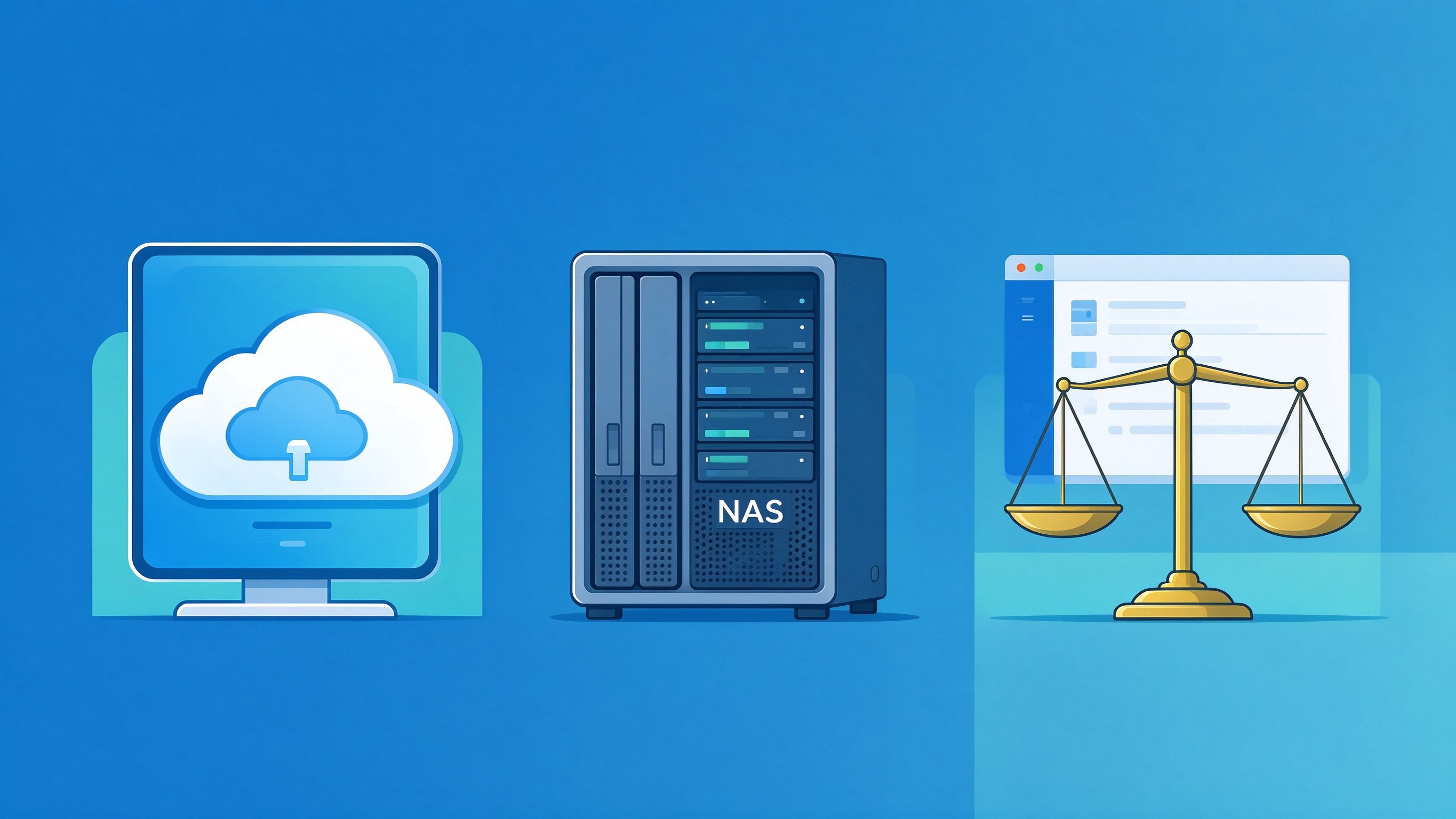 企业云存储、NAS设备与资料管理选型的概念示意图